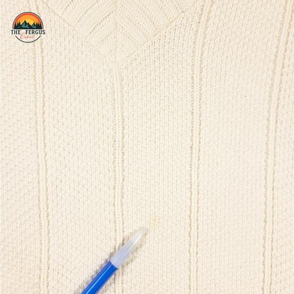 Cambridge Classic White Pullover Sweater Long Sleeve Preppy Knit Men's Medium - Picture 11 of 12